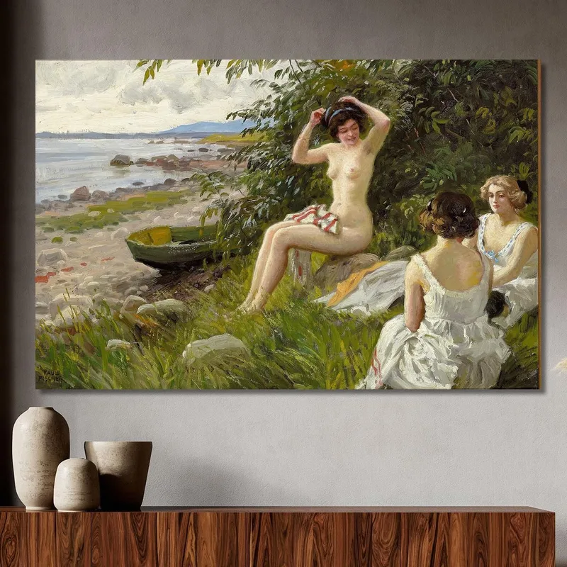 Tres Chicas Bañándose En La Playa. Paul Fischer