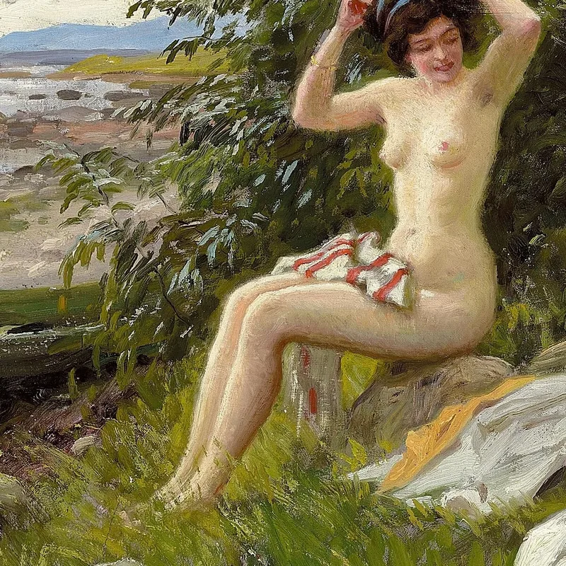 Tres Chicas Bañándose En La Playa. Paul Fischer