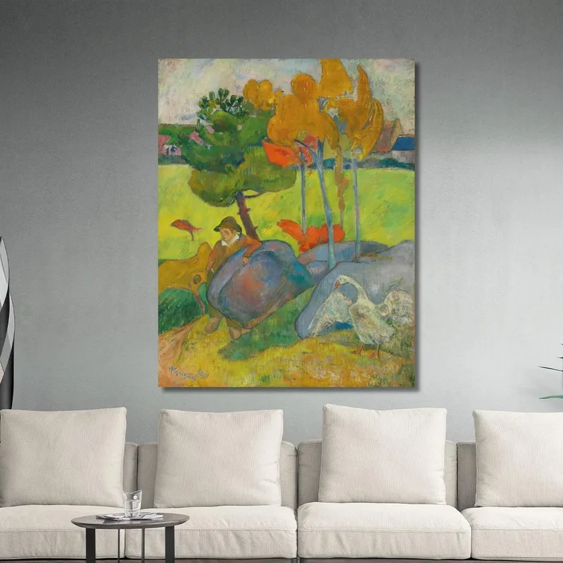 Pequeño Bretón Con L--Ganso Paul Gauguin