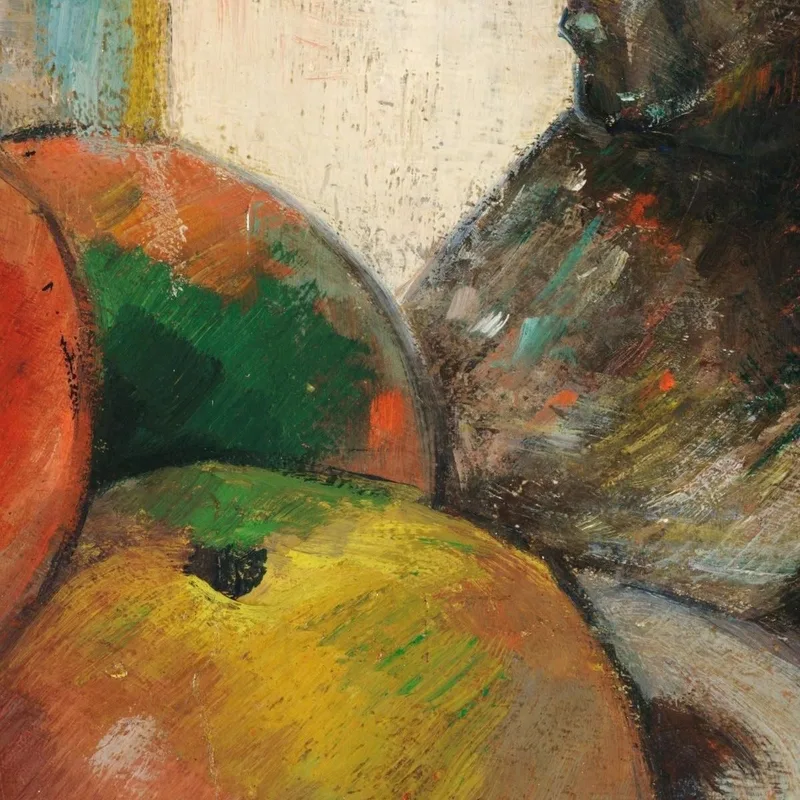 Natura Morta Con Mele, Pera E Brocca Con Ritratto In Ceramica Paul Gauguin
