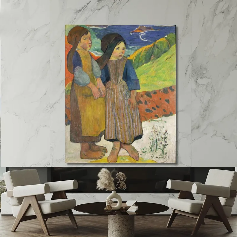 Due Ragazze Bretoni In Riva Al Mare Paul Gauguin