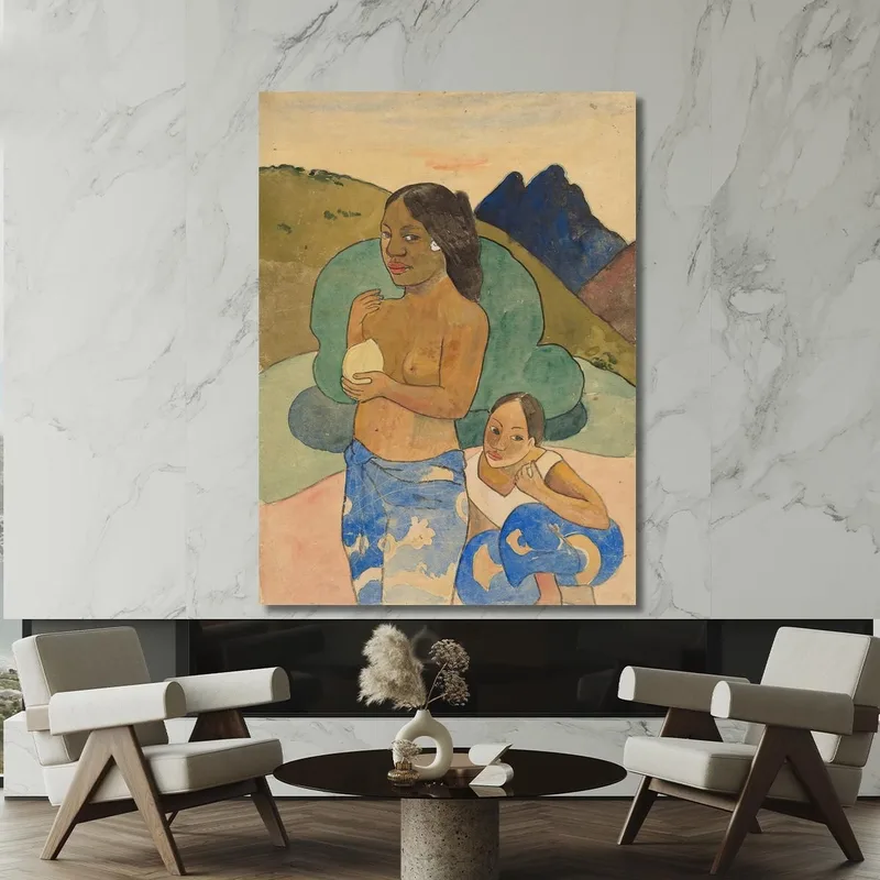Due Donne Tahitiane In Un Paesaggio Paul Gauguin