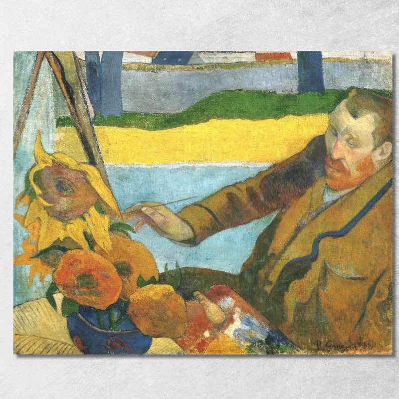 Vincent Van Gogh Dipinge I Girasoli Paul Gauguin quadro stampa su tela