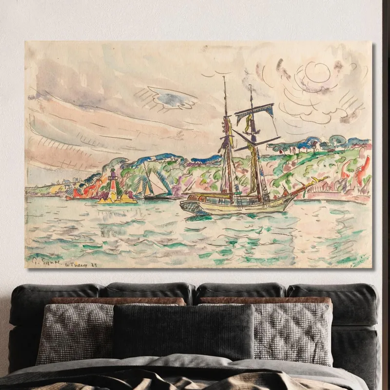 Barcos Cerca Del Río Trieux Paul Signac