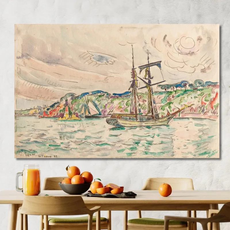 Barcos Cerca Del Río Trieux Paul Signac