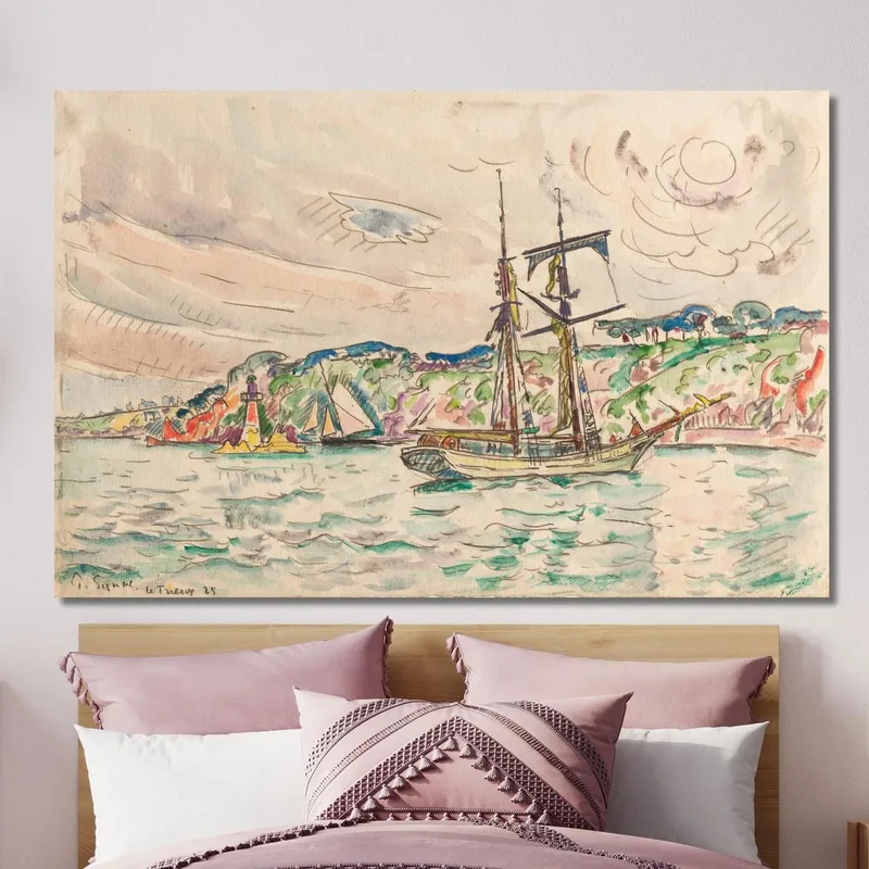 Barcos Cerca Del Río Trieux Paul Signac