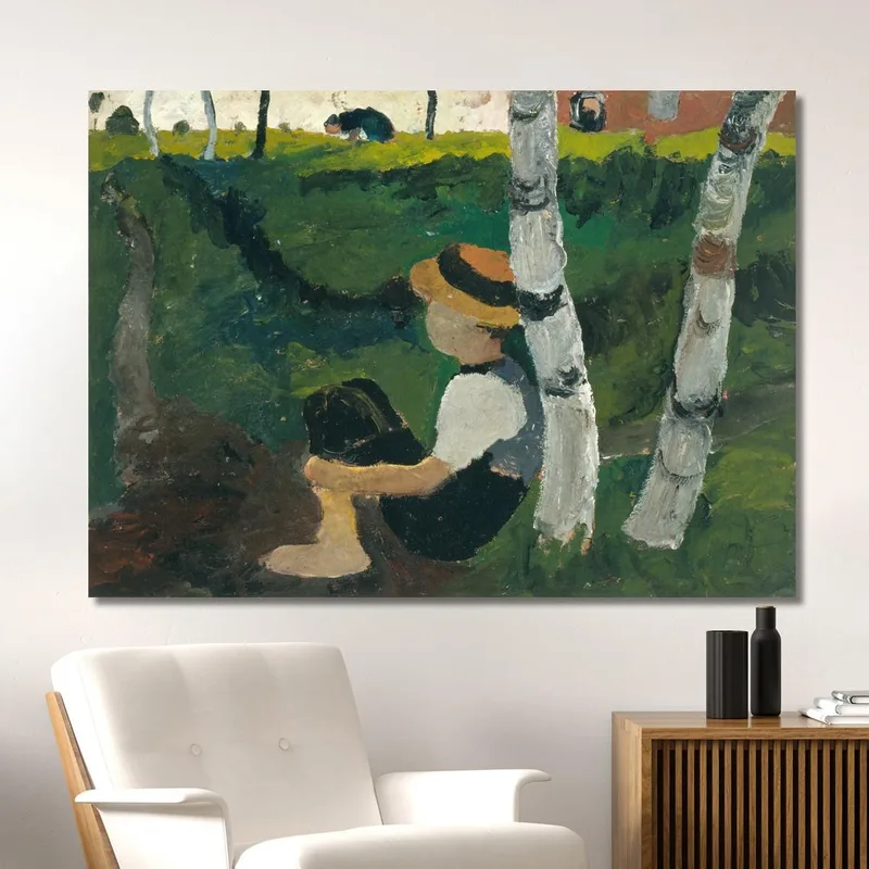Junge Auf Dem Weg Unter Birken Paula Modersohn-Becker
