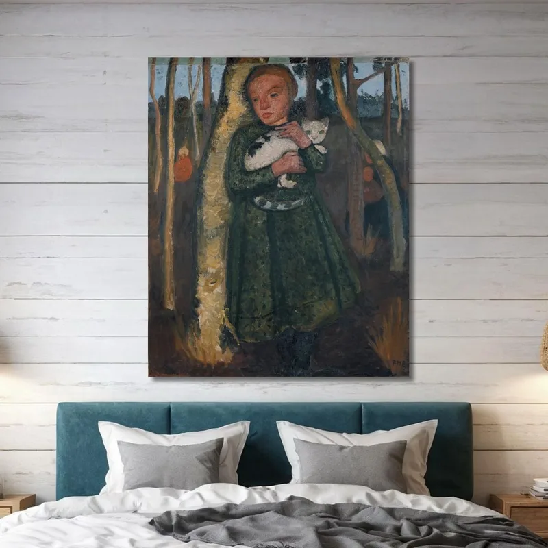 Mädchen Im Birkenwald Mit Katze Paula Modersohn-Becker