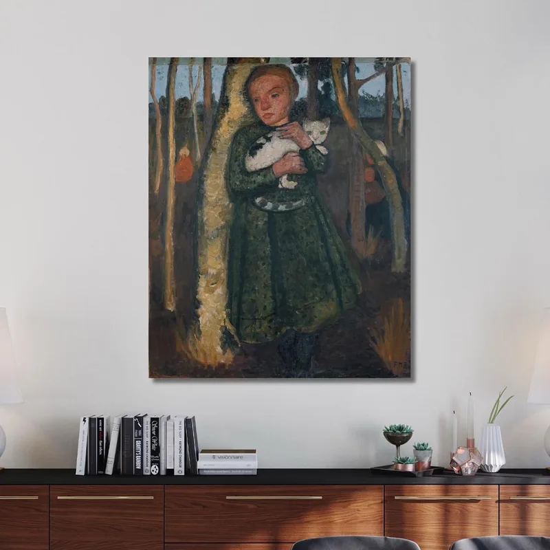 Mädchen Im Birkenwald Mit Katze Paula Modersohn-Becker
