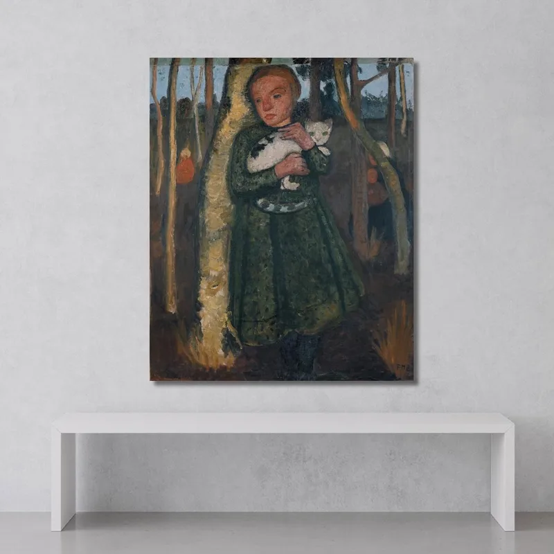 Mädchen Im Birkenwald Mit Katze Paula Modersohn-Becker