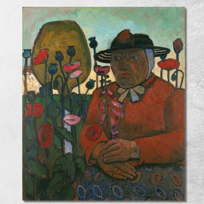 Mujer Anciana Pobre Con Una Bola De Cristal Y Amapolas Paula Modersohn-Becker cuadro en lienzo