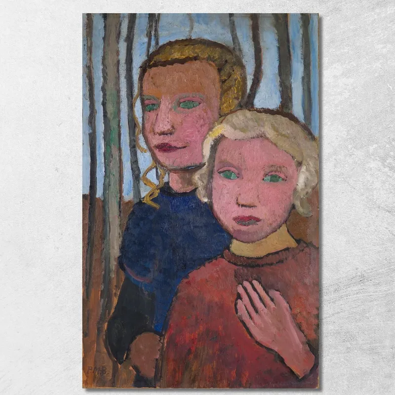Dos Niñas Frente A Abedules Paula Modersohn-Becker cuadro en lienzo