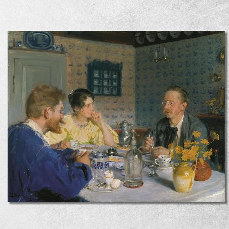 Una Colazione. L'Artista, Sua Moglie E Lo Scrittore Otto Benzon Peder Severin Krøyer quadro stampa su tela
