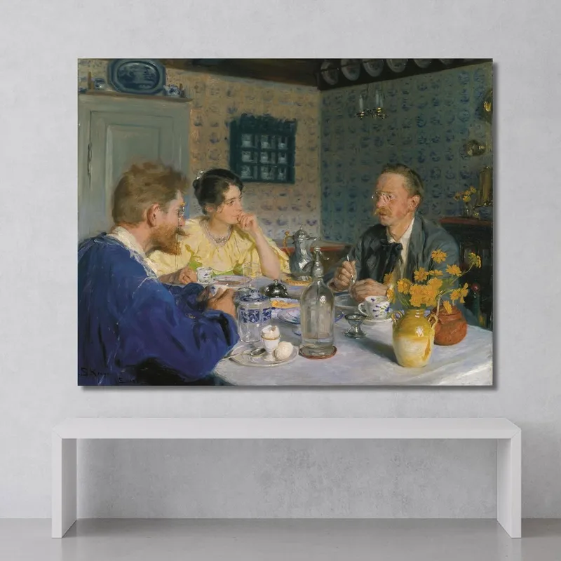 Un Desayuno. El Artista Su Esposa Y El Escritor Otto Benzon Peder Severin Krøyer