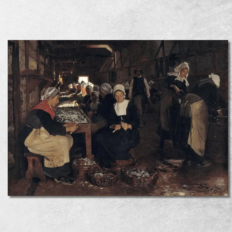 Una Fabbrica Di Sardine A Concarneau Peder Severin Krøyer quadro stampa su tela