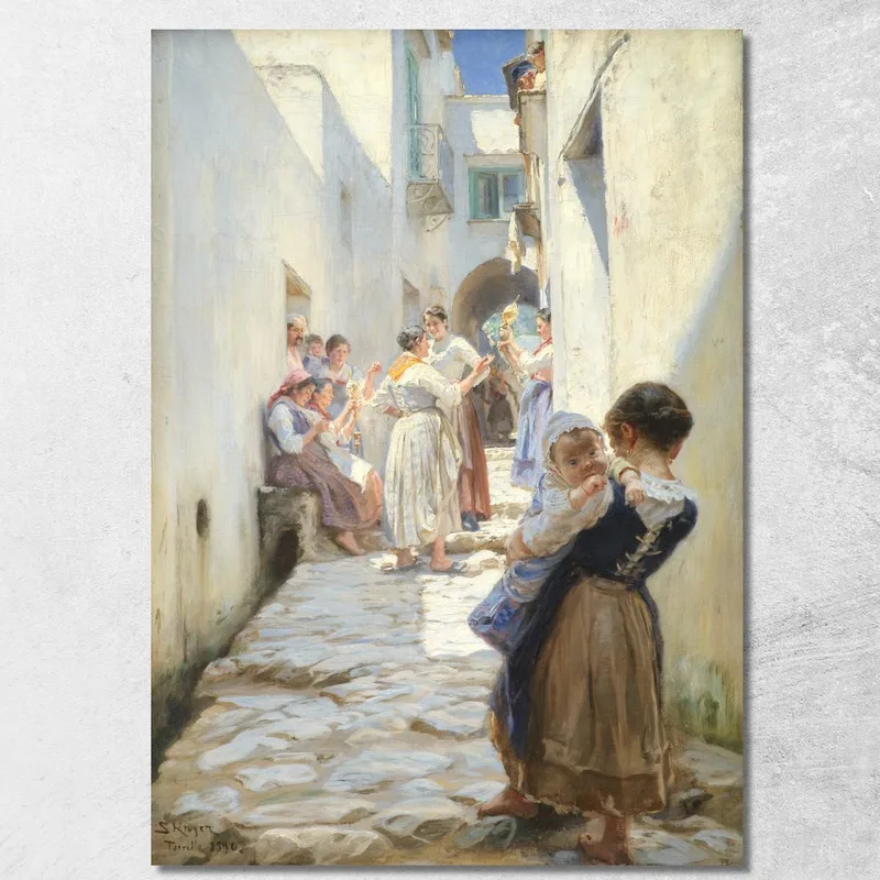 Una Strada A Torello, Italia Peder Severin Krøyer quadro stampa su tela