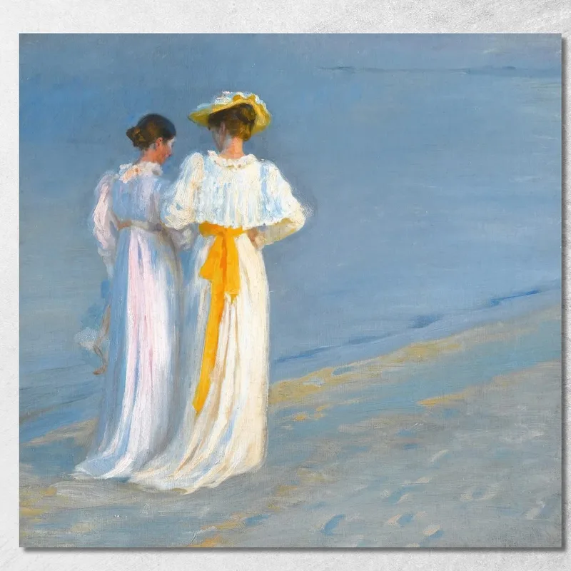 Anna Ancher E Marie Krøyer Sulla Spiaggia Di Skagen Peder Severin Krøyer quadro stampa su tela