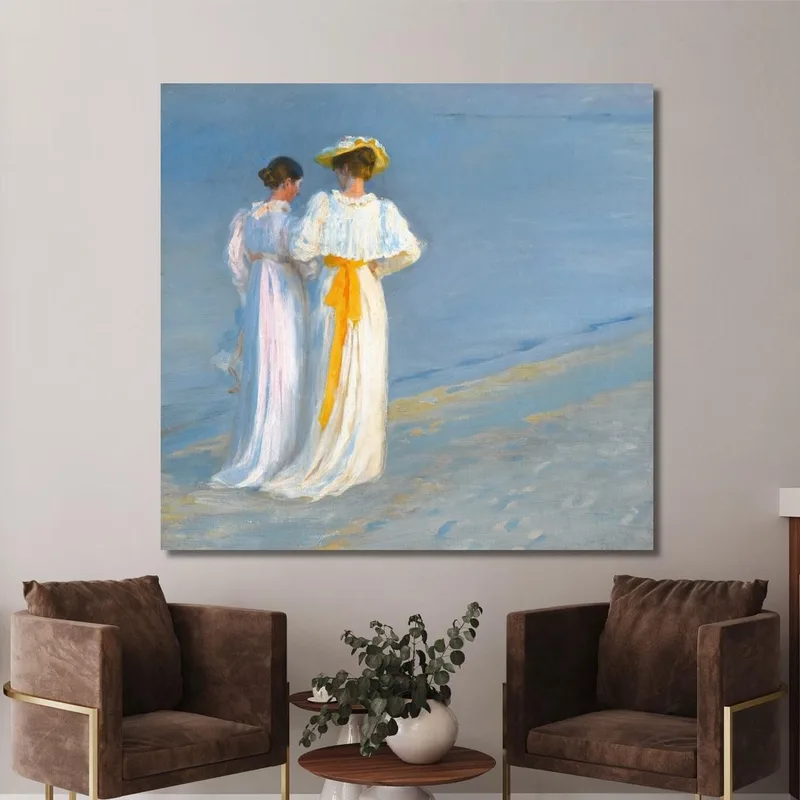 Anna Ancher E Marie Krøyer Sulla Spiaggia Di Skagen Peder Severin Krøyer