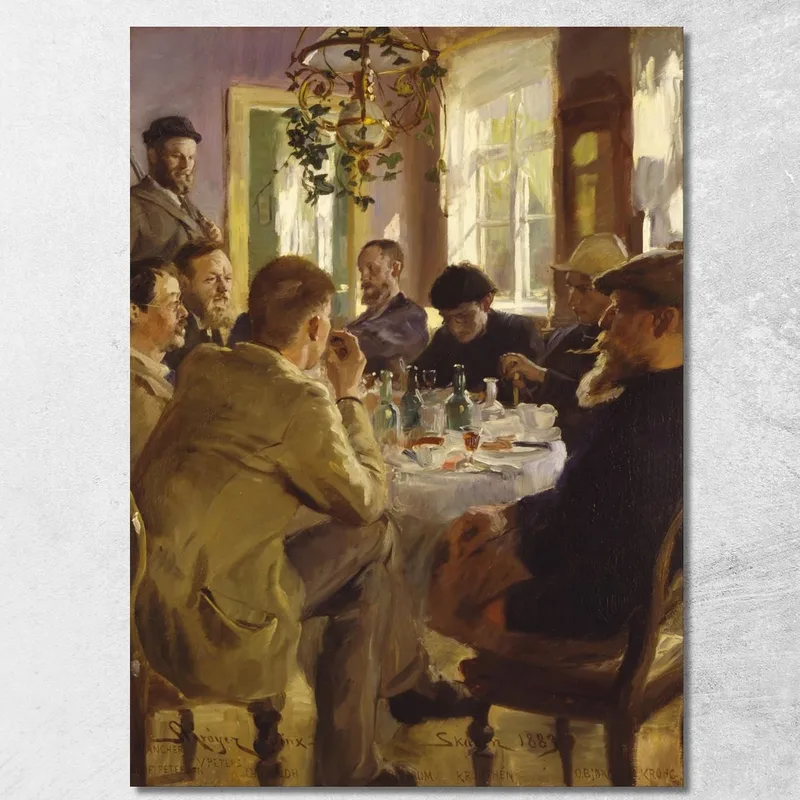 Pranzo Degli Artisti All'Hotel Brøndum Peder Severin Krøyer quadro stampa su tela