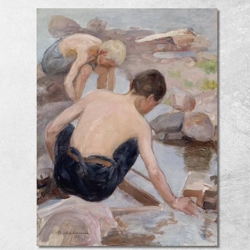 Two Boys On The Shore Pekka Halonen canvas print