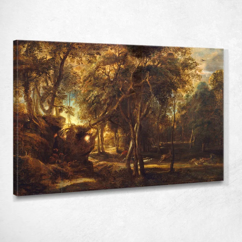 A Forest At Dawn With A Deer Hunt Peter Paul Rubens canvas print