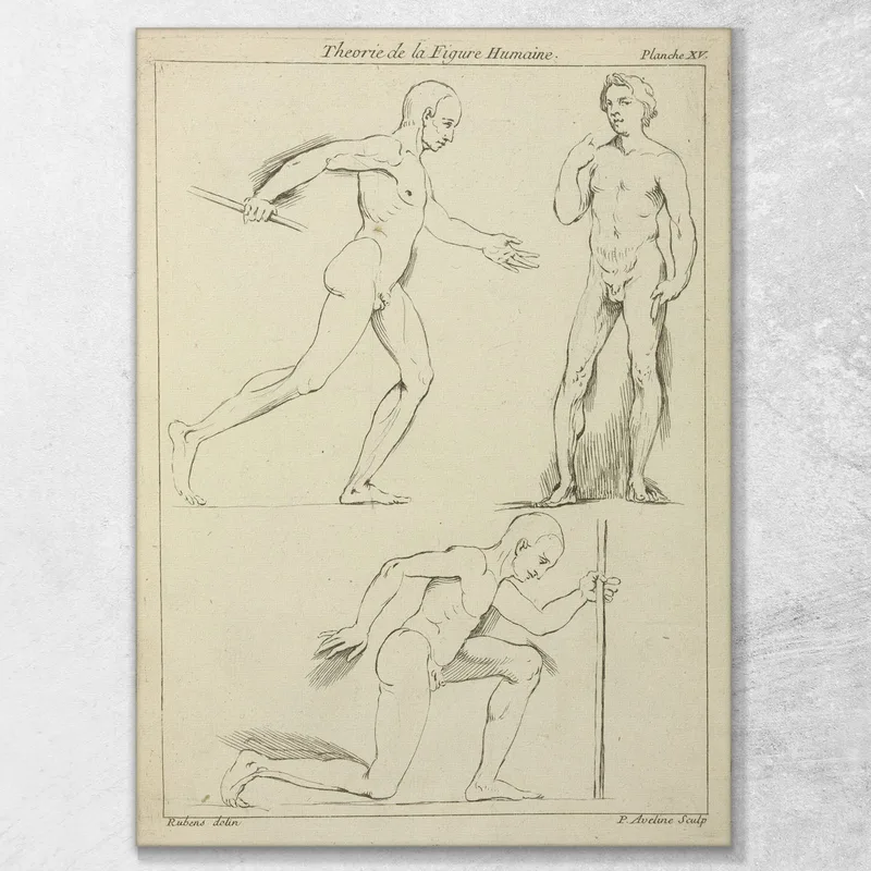 Three Male Figures One Striding And One Kneeling Peter Paul Rubens