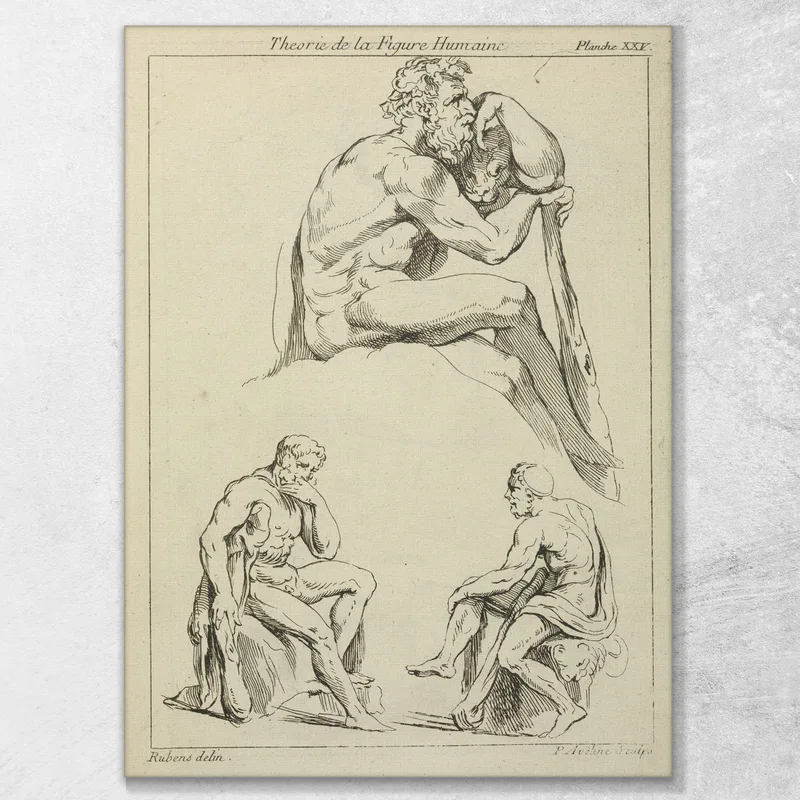 Three Studies Of Seated Male Figures Peter Paul Rubens