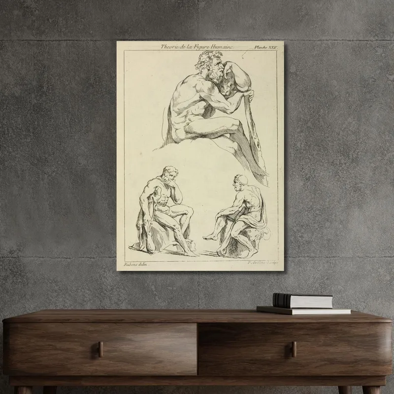 Three Studies Of Seated Male Figures Peter Paul Rubens