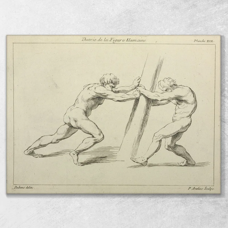 Two Figures Straining Against A Post Peter Paul Rubens