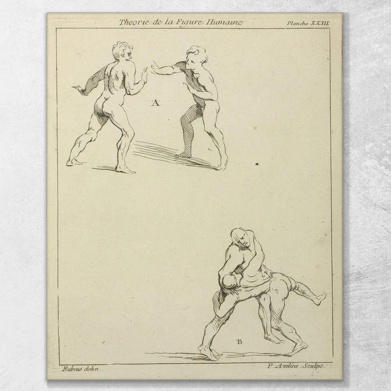 Two Pairs Of Figures One Pair Extending Right Arms Toward Each Other The Other Pair Wrestling Peter Paul Rubens