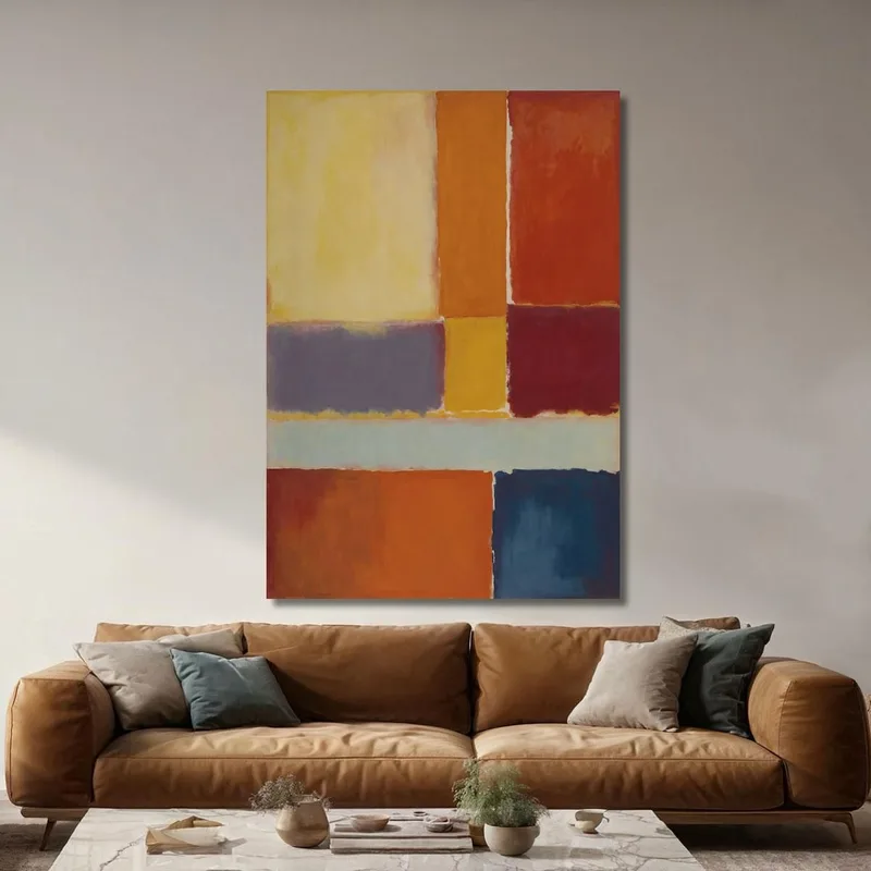 Amarillo Dorado Y Naranja Tostado Con Cobalto Inspirado En Mark Rothko