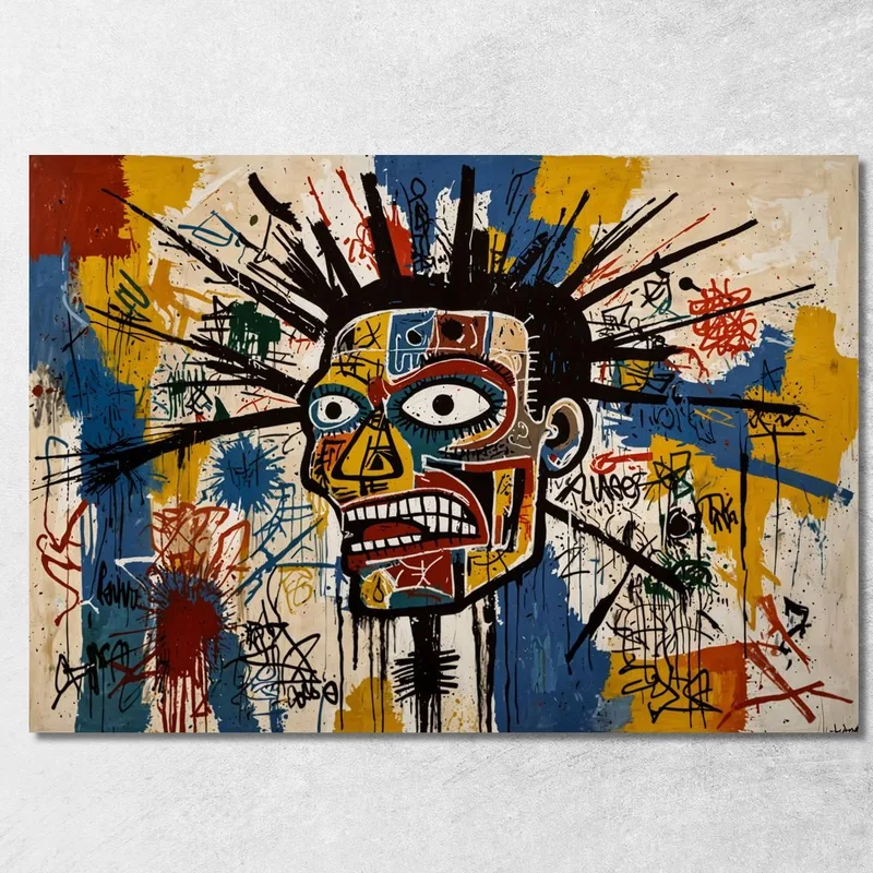 Identità Fratturata Stile Jean-Michel Basquiat quadro stampa su tela