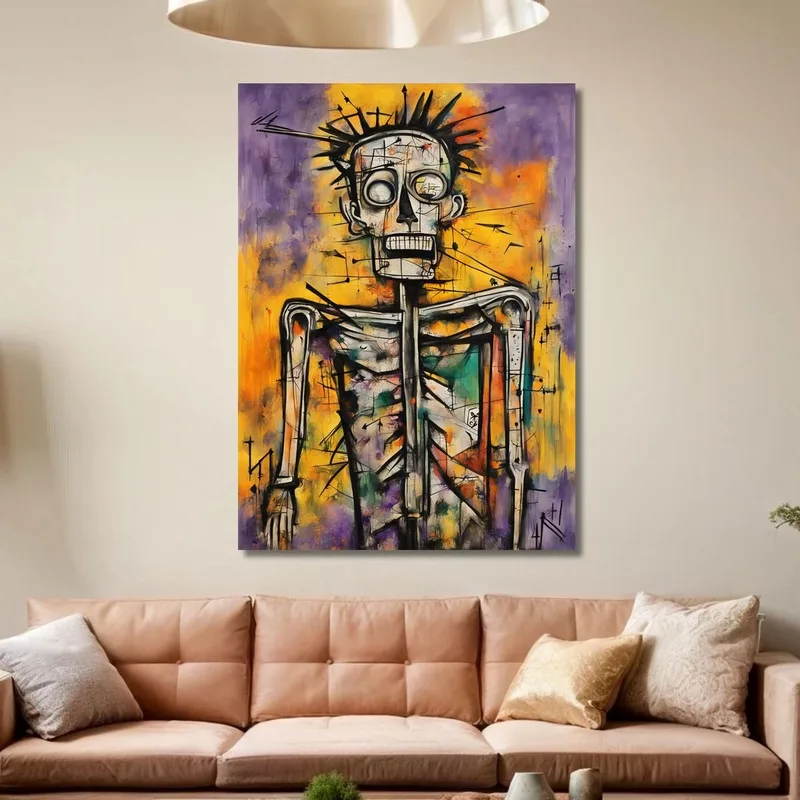Rey Esquelético Estilo Jean-Michel Basquiat