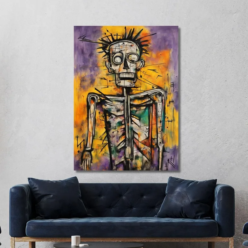 Rey Esquelético Estilo Jean-Michel Basquiat