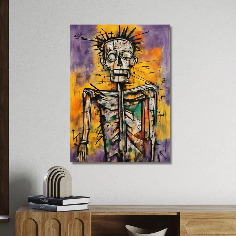 Rey Esquelético Estilo Jean-Michel Basquiat