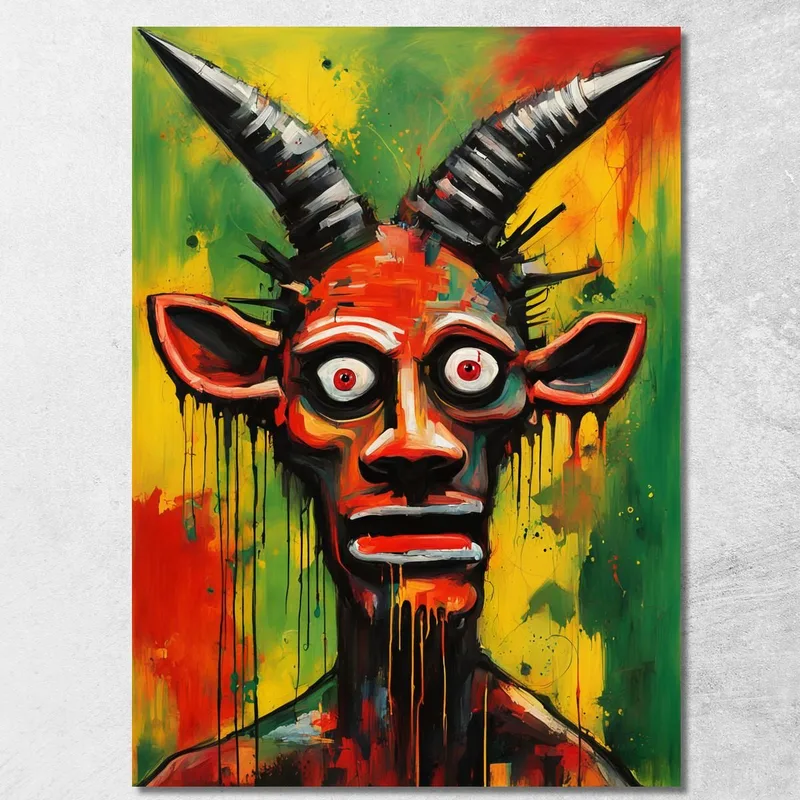 Lo Sguardo Della Capra Ispirato A Jean-Michel Basquiat quadro stampa su tela