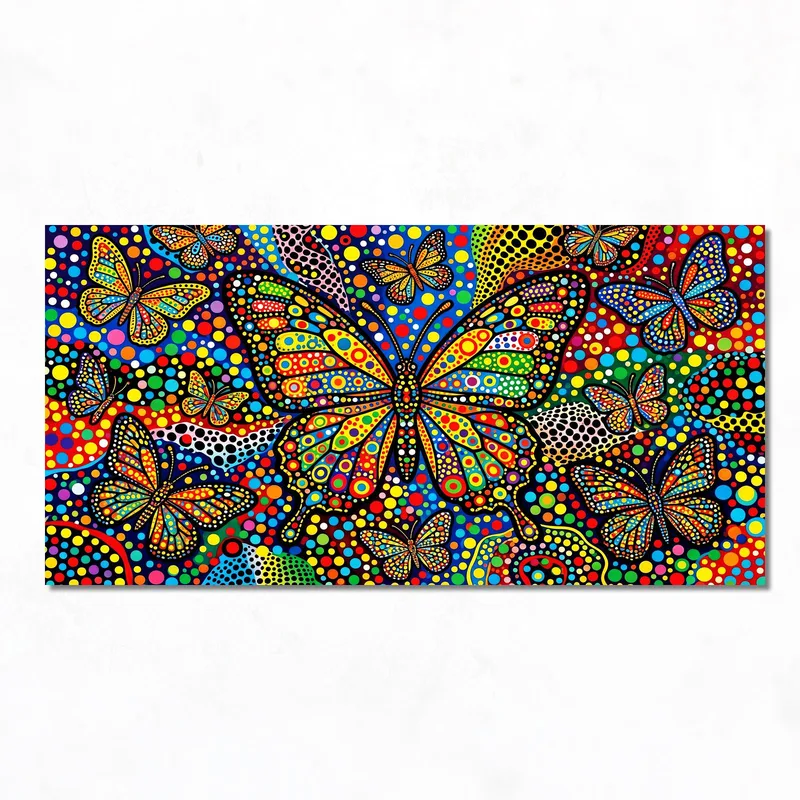Yayoi kusama toile artistique kaléidoscope de papillons vibrants