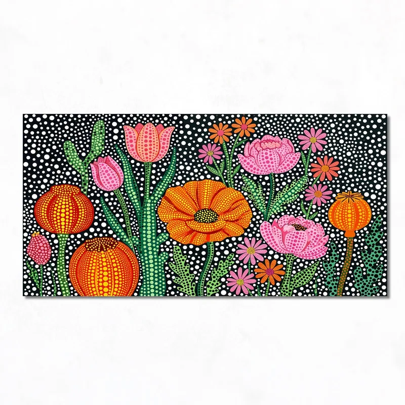 Art Polka Dot Floral Éclatant tableau moderne