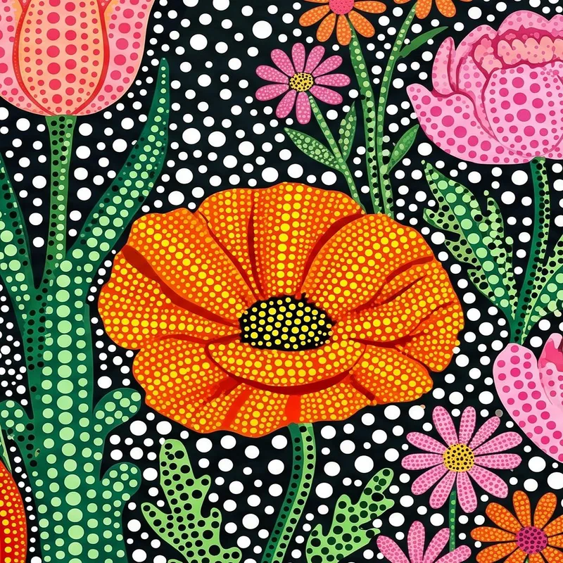 Art Polka Dot Floral Éclatant tableau moderne
