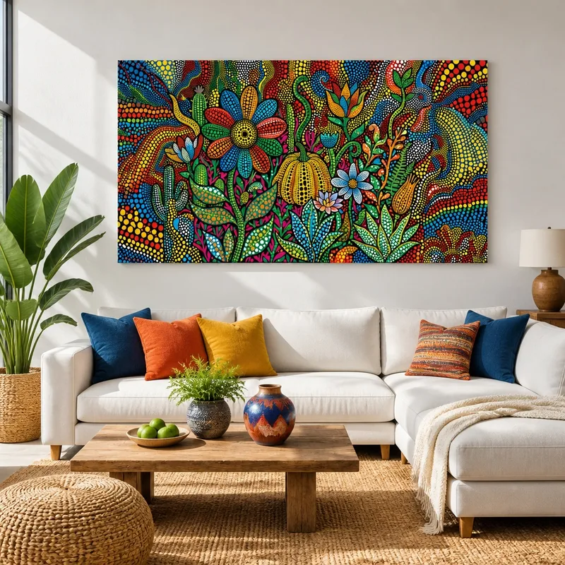 Vibrant Botanical Dot Art fine art print