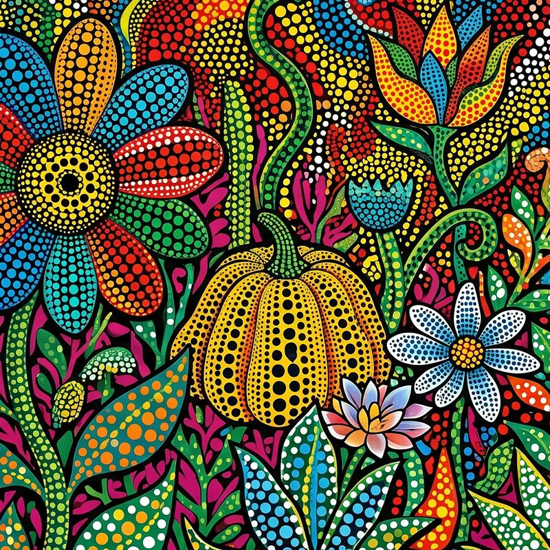 Vibrant Botanical Dot Art fine art print