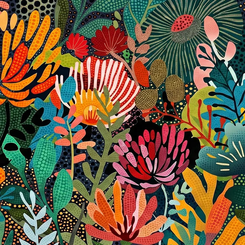 Art Floral Vibrant à Pois tableau moderne