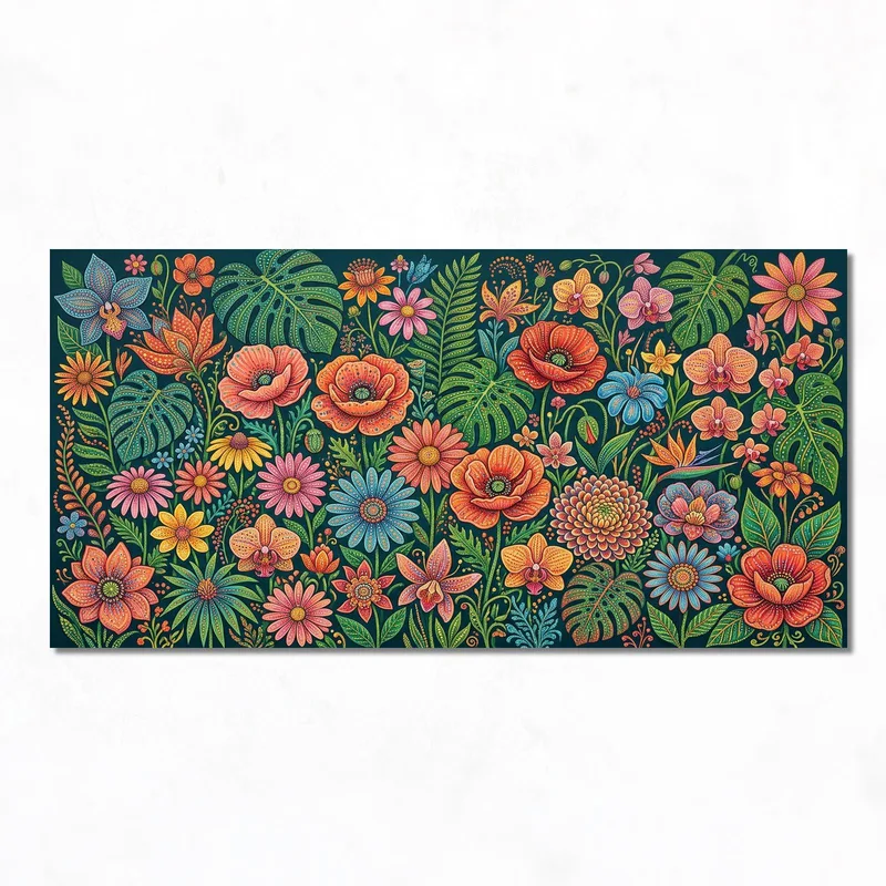 Yayoi kusama toile artistique jardin floral vibrant