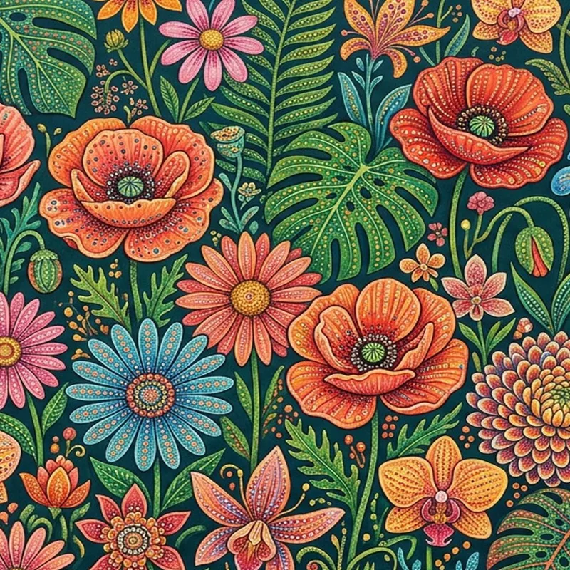 Yayoi kusama toile artistique jardin floral vibrant