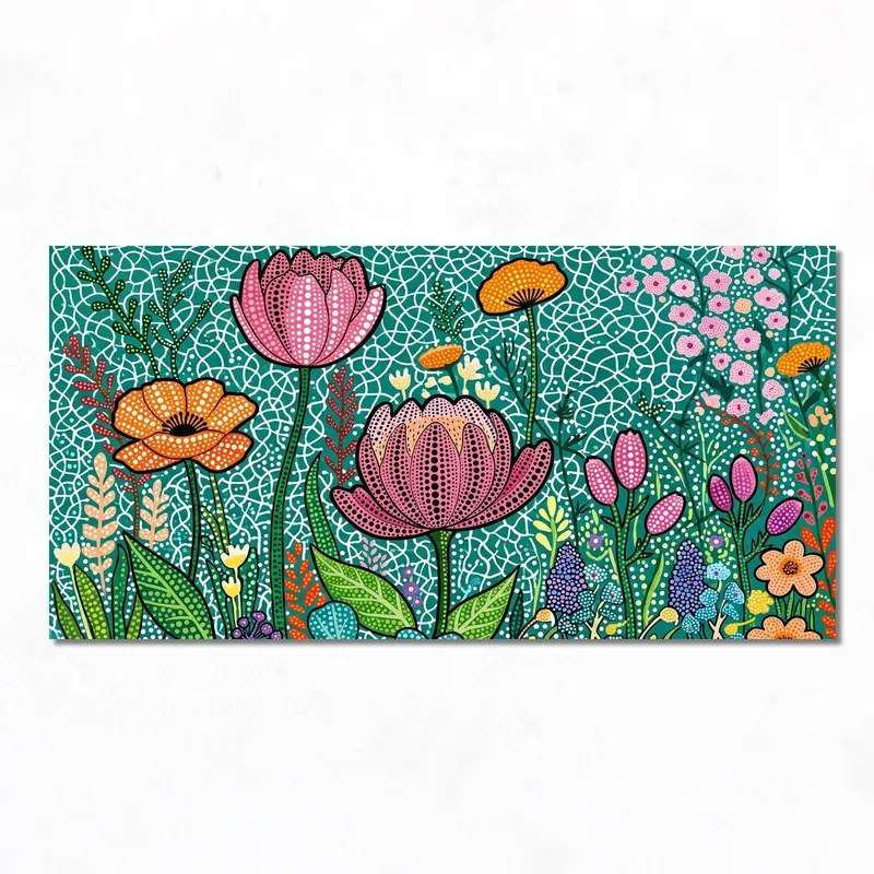 Giardino Floreale Vibrante yayoi kusama stampa su tela