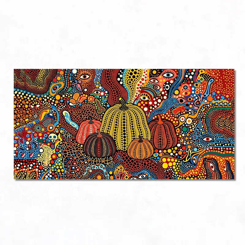 Impression sur toile art de citrouille à pois vibrants