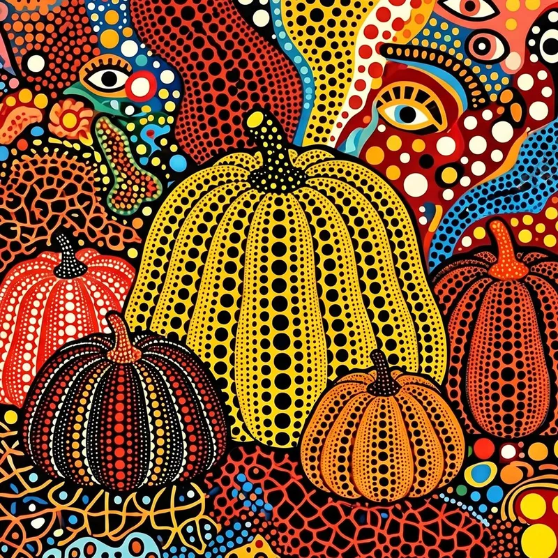 Impression sur toile art de citrouille à pois vibrants