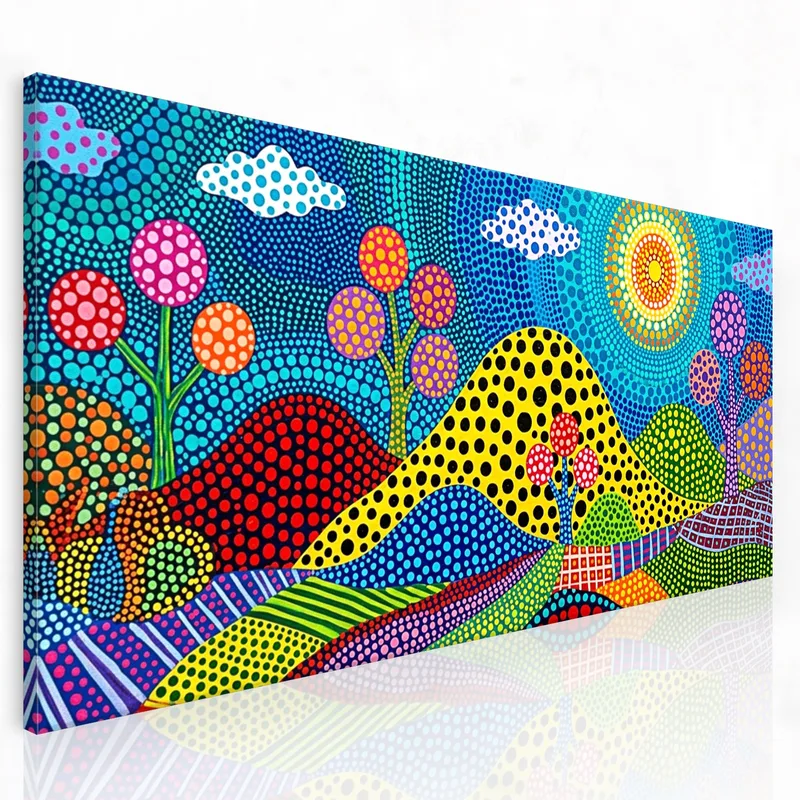 Paesaggio Pop Art Puntinista quadro moderno su tela