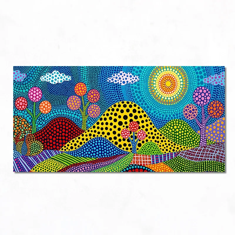 Paysage Pop Art à Pois tableau sur toile