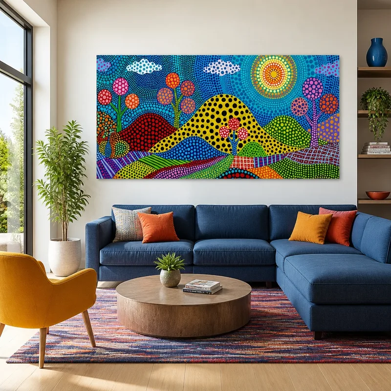 Paysage Pop Art à Pois tableau sur toile